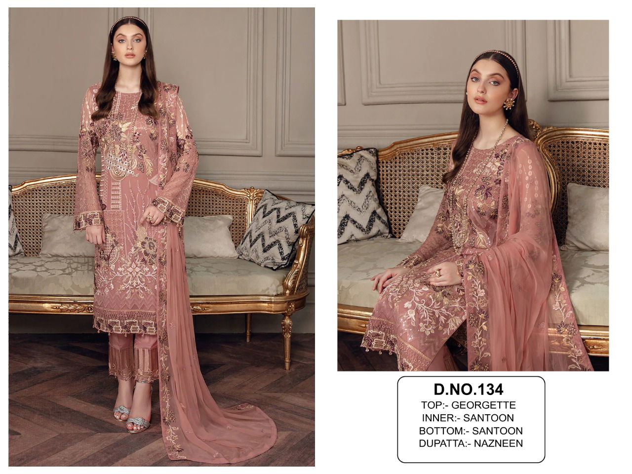 Kf 134 Heavy Embroidery Festive Wear Wholesale Pakistani Salwar Suits
